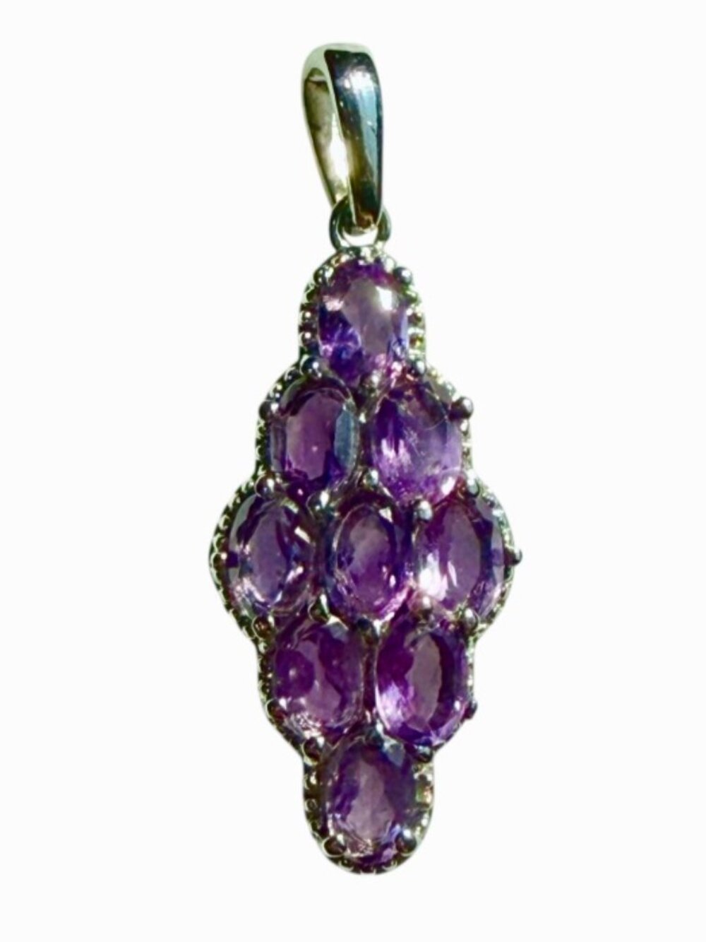 Amethyst Elongated Pendant in Stainless Steel 4.00 ctw